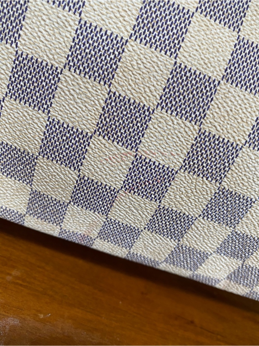 Beige Check Canvas Tote with Tan Leather Straps - Picture 3 of 16